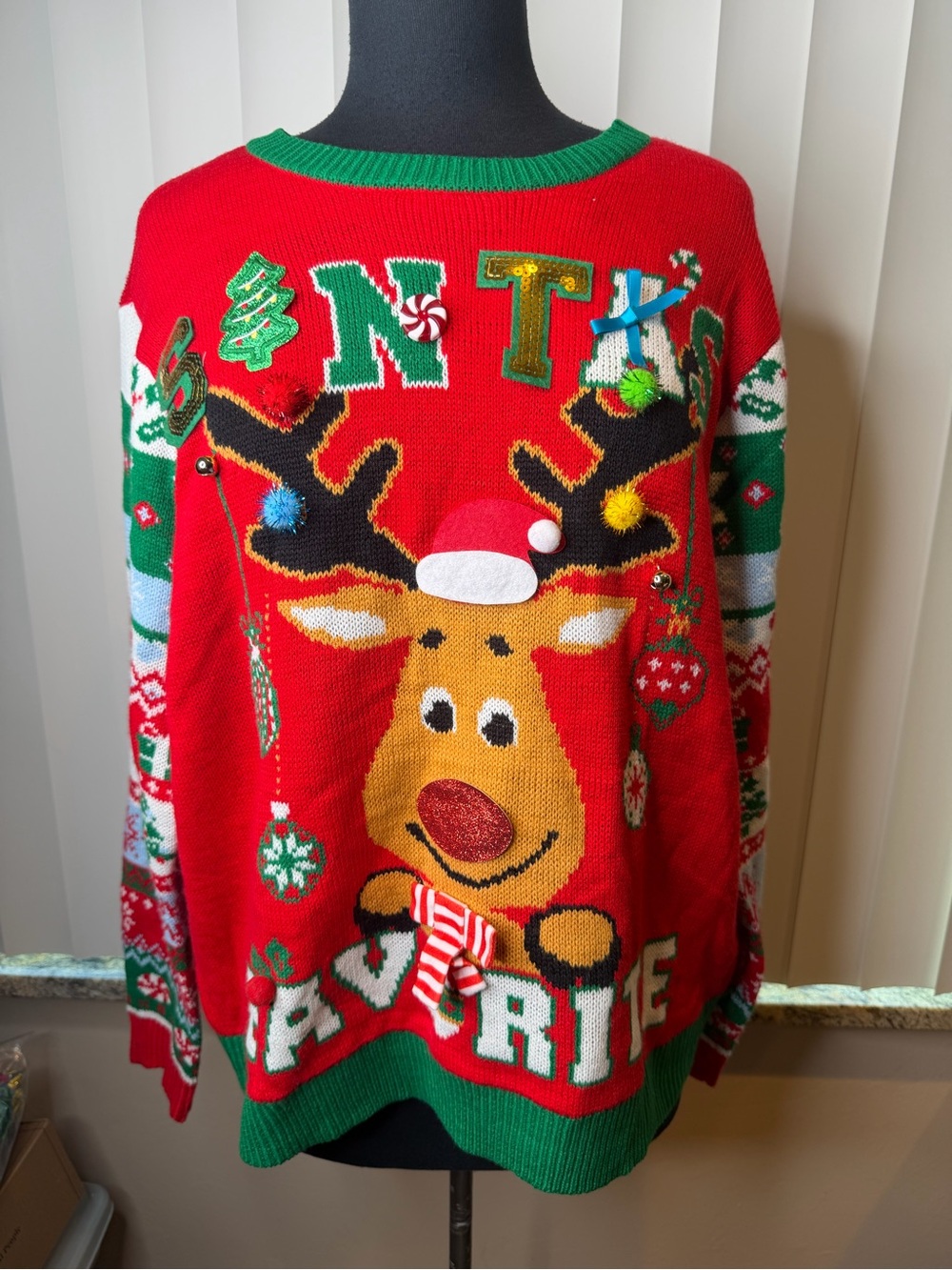 No Boundaries festive red sweater Rudolph the Red-Nosed Reindeer Size XXL